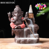 Ganesha Buddha Backflow Incense Burner + 20Pcs Free Cones