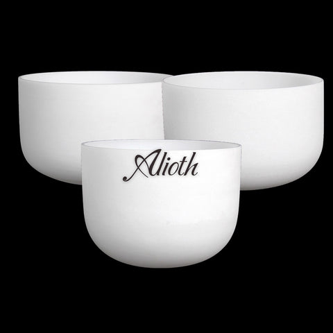 10/12/14 Inch 3 PCs White Crystal Singing Bowl Set