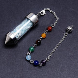 Qilmily Natural Crystal Filled Glass Pyramid Energy Pendulum