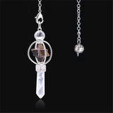 Qilmily Natural Crystal Filled Glass Pyramid Energy Pendulum