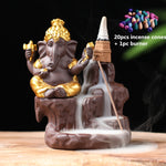 Ganesha Buddha Backflow Incense Burner + 20Pcs Free Cones