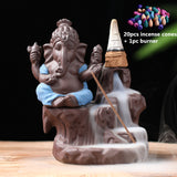 Ganesha Buddha Backflow Incense Burner + 20Pcs Free Cones