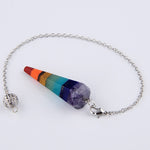 7 Chakra Rainbow Layered Natural Stone Pyramid Pendulum