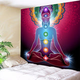 Indian Buddha Statue Meditation 7 Chakra Tapestry Wall Hanging  Mandala Tapestries Wall Cloth