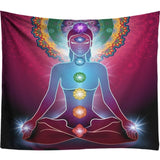 Indian Buddha Statue Meditation 7 Chakra Tapestry Wall Hanging  Mandala Tapestries Wall Cloth