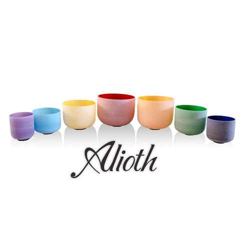 All 10" 7pcs Colored Crystal Singing Bowls Set