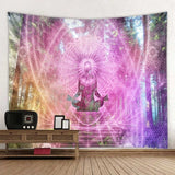 Indian Buddha Statue Meditation Tapestry Wall Hanging Mandala Tapestries Wall Cloth